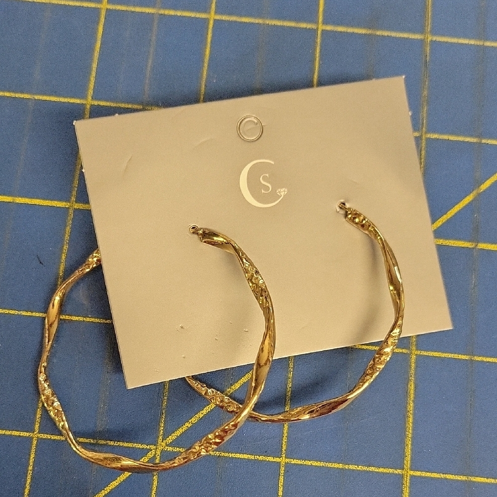 Gold Tone Hoop 2" Earrings